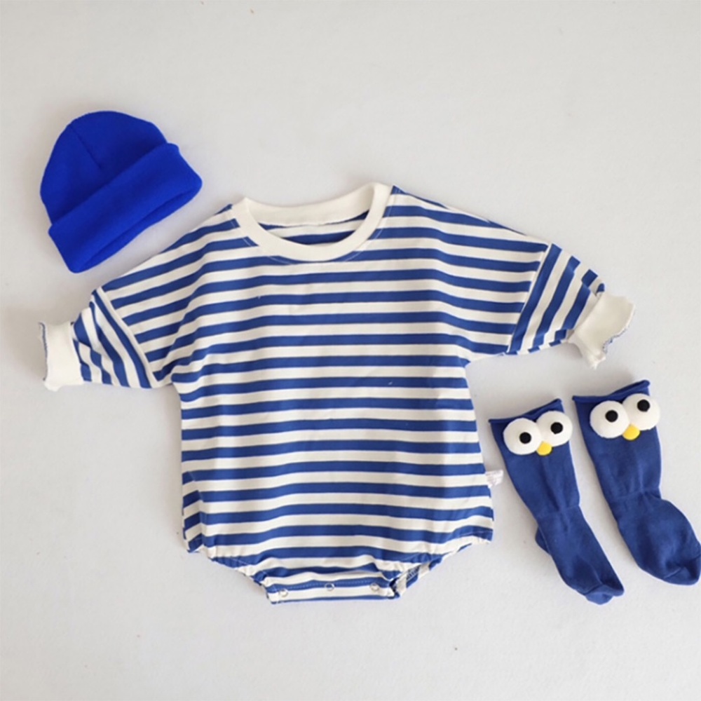 Baby Unisex Yellow Striped Long Sleeve Romper - Picture 2 of 5
